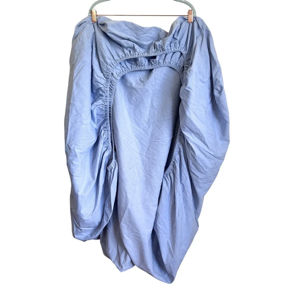 Williams Sonoma Oxford Cotton Fitted Sheet Twin Light Blue Bedding Portugal